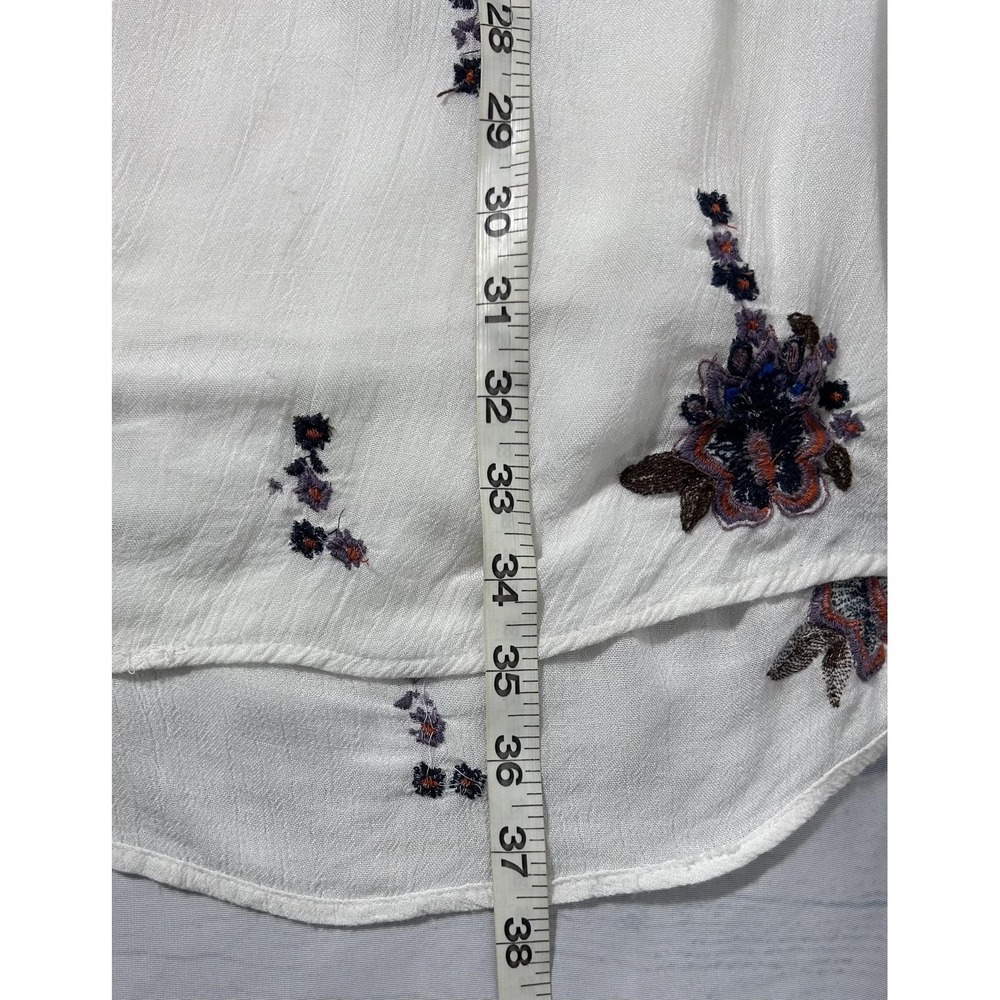 Free People Embroidered Dress Womens Small White Floral Boho V Neck Swing Lined - Picture 5 of 8